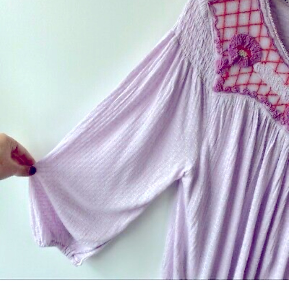Free People Lilac Purple Begonia Boho top size large - Picture 4 of 9